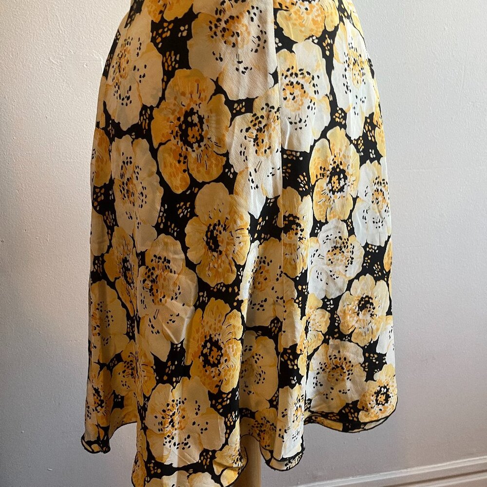 Silk watercolor floral mini skirt